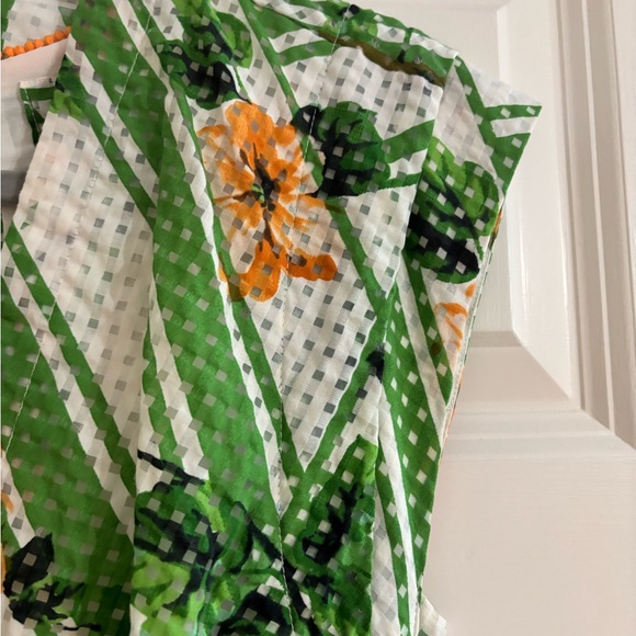 Maeve Green, White & Orange Floral dress with Cap Sleeves - Picture 3 of 9